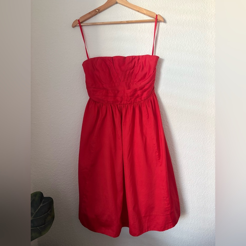 Anthropologie Moulinette Soeurs Vibrant Red Strapless Dress size 6